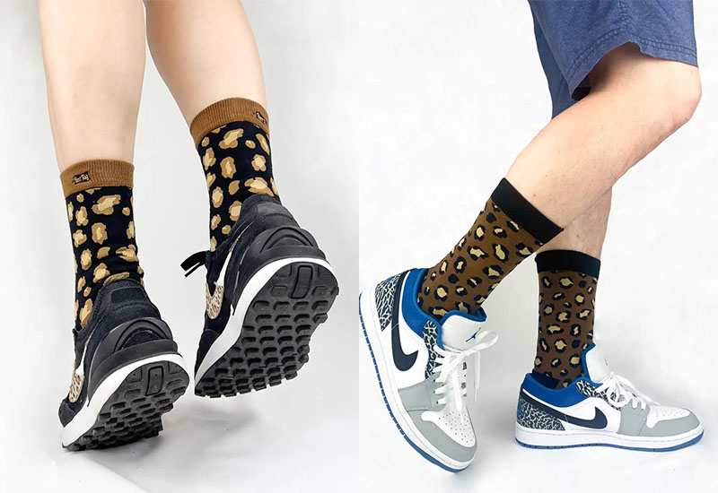 豹紋襪-咖黑 厚襪款(2種尺寸) 